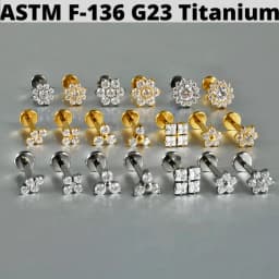 Cz Flower G23 Solid Titanium Cartilage Earrings Stud 16G Internally Threaded Sun Helix Ear Tragus Piercing Jewelry