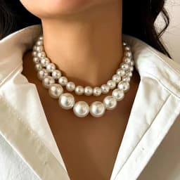 2Pcs/Set Exaggerated Big Imitation Pearl Clavicle Chain Necklace for Women Wed Bridal Goth Beads Choker Grunge Jewelry Steampunk