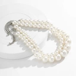 2Pcs/Set Exaggerated Big Imitation Pearl Clavicle Chain Necklace for Women Wed Bridal Goth Beads Choker Grunge Jewelry Steampunk
