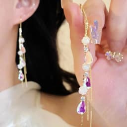 New Blue Heart Shaped Zircon Earrings For Women Light Luxury Long Tassel Ear Wire Dangle Earring Ladies Wedding Party Jewelry