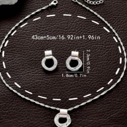 2 PCS Set Multiple Small Circle Pendant Earring Set Gold Plating Link Chain Wedding Party Jewelry Set Silver Color Stud Earring