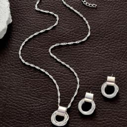 2 PCS Set Multiple Small Circle Pendant Earring Set Gold Plating Link Chain Wedding Party Jewelry Set Silver Color Stud Earring