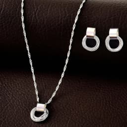 2 PCS Set Multiple Small Circle Pendant Earring Set Gold Plating Link Chain Wedding Party Jewelry Set Silver Color Stud Earring