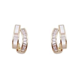 2024 New Design Shell Zircon Arc Metal Stud Earrings For Woman Korean Fashion Jewelry Party Student Girls Elegant Accessories