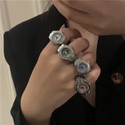 New Ring Watch Hot Selling Creative Circular Dial Alloy Shell Finger Couple Men And Women
