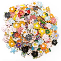Mixed 20/30/50pcs Floral Series Flowers Charms Assorted Enamel Pendants For Jewelry Making DIY Necklace Bracelet Earrings Making