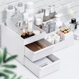 White New Drawer Makeup Storage Box Dormitory Finishing Plastic Shelf Cosmetics Skin Care Dressing Table Desktop