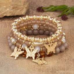4Pcs Bohemian Butterfly Charm Bracelet Set For Women Crystal Beads Chain Bangle Female Fashion Party Jewelry Gift