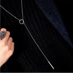2021 Fashion Hot Sale Circle Strip Long Chain Necklace Collares kolye bijoux femme Choker Necklace