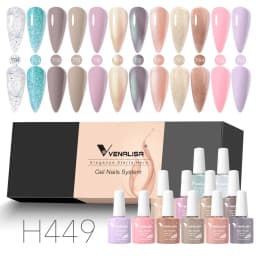 12pcs/kit Venalisa Gel Nail Polish Brown Earth Coffee Color Series Young Nude Light Reflective Gel Pigment Nail Art Manicure