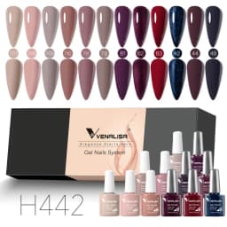 12pcs/kit Venalisa Gel Nail Polish Brown Earth Coffee Color Series Young Nude Light Reflective Gel Pigment Nail Art Manicure
