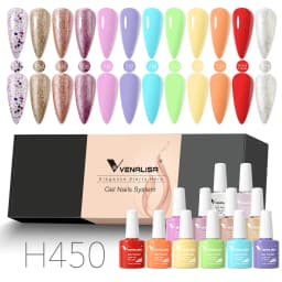12pcs/kit Venalisa Gel Nail Polish Brown Earth Coffee Color Series Young Nude Light Reflective Gel Pigment Nail Art Manicure