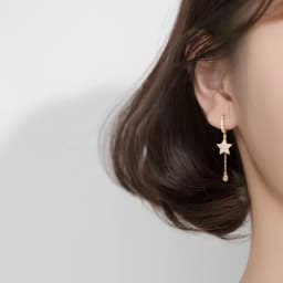 925 Sterling Silver Dainty Prevent Allergy Hoop Earrings Zircon Star Water Drop Asymmetric Earrings For Women S-E1089