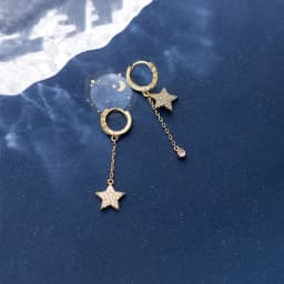 925 Sterling Silver Dainty Prevent Allergy Hoop Earrings Zircon Star Water Drop Asymmetric Earrings For Women S-E1089