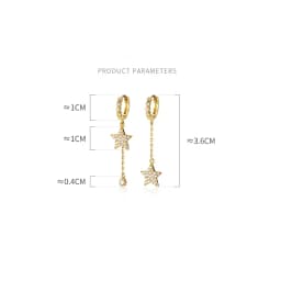 925 Sterling Silver Dainty Prevent Allergy Hoop Earrings Zircon Star Water Drop Asymmetric Earrings For Women S-E1089