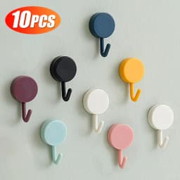 10Pcs Self Adhesive Wall Hook Strong Without Drilling Coat Bag Bathroom Door Kitchen Towel Hanger Hooks Home Storage Accessories