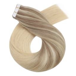 Moresoo Human Hair Extensions Tape in Invisible Balayage Hair Extensions 50G Machine Remy Straight Tape in Natural Straight Hair