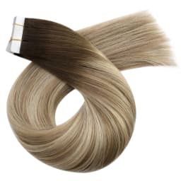 Moresoo Human Hair Extensions Tape in Invisible Balayage Hair Extensions 50G Machine Remy Straight Tape in Natural Straight Hair