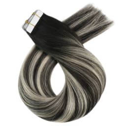 Moresoo Human Hair Extensions Tape in Invisible Balayage Hair Extensions 50G Machine Remy Straight Tape in Natural Straight Hair