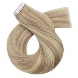 Moresoo Human Hair Extensions Tape in Invisible Balayage Hair Extensions 50G Machine Remy Straight Tape in Natural Straight Hair