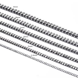 1 Piece Size 3.6mm-9mm Men's Necklace Stainless Steel Cuban Link Chain Bracelet Necklace Steel Color Male Jewelry