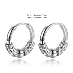 Small Ring Hoop Earrings for Men Women Fashion Vintage Filigree Earrings Silver Color Jewelry Beautiful Gifts