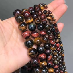 Natural Stone Multicolor Tiger Eye Round Loose Mineral Beads For Jewelry Making DIY Bracelet Accessories 15'' 4 6 8 10 12mm