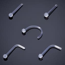 10-100PCS 20G Clear Bioflex Nose Bone Ring Stud Retainer for Women Acrylic Nostril Piercing Pin Body Jewelry 2mm Flat & Ball Top