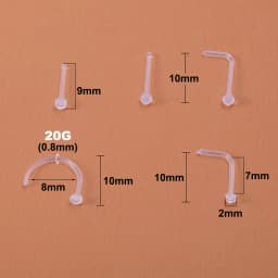 10-100PCS 20G Clear Bioflex Nose Bone Ring Stud Retainer for Women Acrylic Nostril Piercing Pin Body Jewelry 2mm Flat & Ball Top