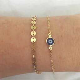 Simple Design Turkish Evil Eye Charm Bracelet for Women Boho Lucky Gold Color Copper Chain Adjustable Bracelet Summer Jewelry