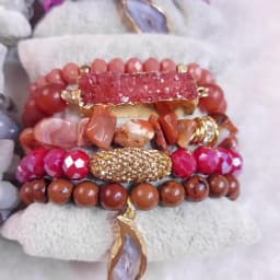 Fashion Designer Gemstone Crystal Glass Beaded Bracelet Sets Druzy Charm 5pc Stack Bracelet Bracelets Set For Women Jewelry Gift