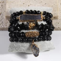 Fashion Designer Gemstone Crystal Glass Beaded Bracelet Sets Druzy Charm 5pc Stack Bracelet Bracelets Set For Women Jewelry Gift