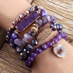 Fashion Designer Gemstone Crystal Glass Beaded Bracelet Sets Druzy Charm 5pc Stack Bracelet Bracelets Set For Women Jewelry Gift