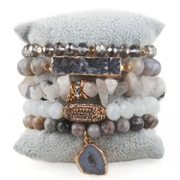 Fashion Designer Gemstone Crystal Glass Beaded Bracelet Sets Druzy Charm 5pc Stack Bracelet Bracelets Set For Women Jewelry Gift
