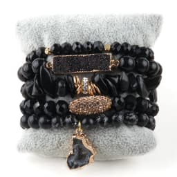 Fashion Designer Gemstone Crystal Glass Beaded Bracelet Sets Druzy Charm 5pc Stack Bracelet Bracelets Set For Women Jewelry Gift