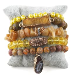 Fashion Designer Gemstone Crystal Glass Beaded Bracelet Sets Druzy Charm 5pc Stack Bracelet Bracelets Set For Women Jewelry Gift