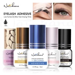 NATUHANA Professional Eyelash Extension Glue 0.3S 0.5S 1S 2S Fast Drying Black Clear Lash Adhesive Non-Irritating Strong Hold