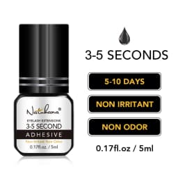 NATUHANA Professional Eyelash Extension Glue 0.3S 0.5S 1S 2S Fast Drying Black Clear Lash Adhesive Non-Irritating Strong Hold