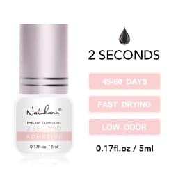 NATUHANA Professional Eyelash Extension Glue 0.3S 0.5S 1S 2S Fast Drying Black Clear Lash Adhesive Non-Irritating Strong Hold