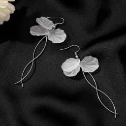 Translucent Immortal Petals Dangle Earrings for Women Fairy White Flower Hook Earrings Korean Fashion Long Tassel Earrings