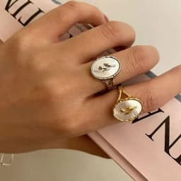 VENTFILLE 925 Sterling Silver Metal Flower Shell Geometric Rings For Women French Retro Romantic Open Thai Silver Rings