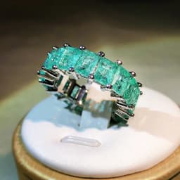 High Quality Inlaid Paraiba Square Princess Ring For Women 925 Silver T Square Four Prong Ring Fashion Engagement Party Jewelry