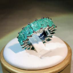High Quality Inlaid Paraiba Square Princess Ring For Women 925 Silver T Square Four Prong Ring Fashion Engagement Party Jewelry