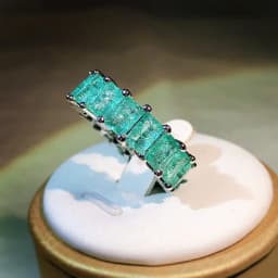 High Quality Inlaid Paraiba Square Princess Ring For Women 925 Silver T Square Four Prong Ring Fashion Engagement Party Jewelry
