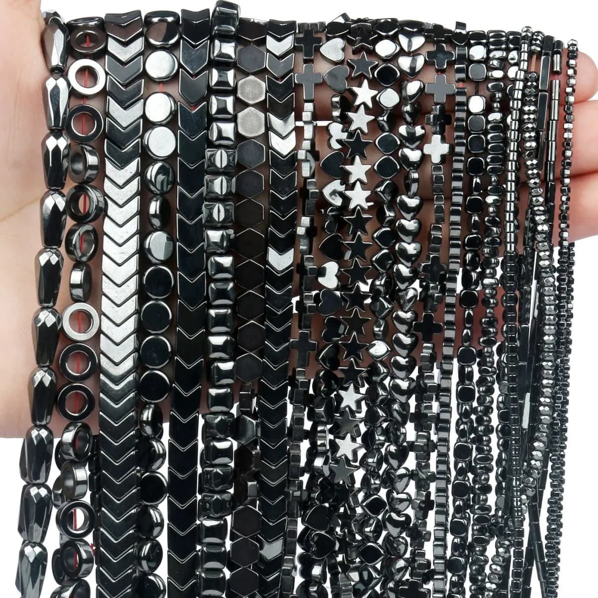 Natural Black Hematite Round Beads Star Heart Column Irregular Shape For Jewelry Making DIY Charms Bracelets Accessories 15''