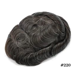 Male Hair Prosthesis Men Wig Mono NPU Toupee Human Hair System Wave Curly Indian Human Hair Replacement Natural Color With Grey