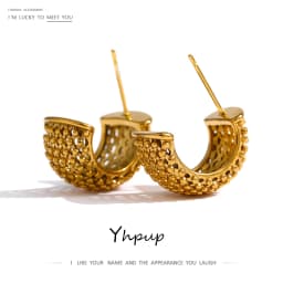 Yhpup Stainless Steel Unusual Earrings Statement Metal Golden Geometric Women Stud Charm Jewelry украшения бижутерия Gala Gift