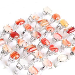10Pcs/Lot Fashion Bohemian Natural Stone Rings Jewelry Men's Women's Rings Daily Party Jewelry Randomly Shipped