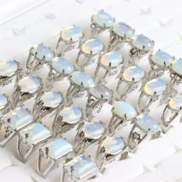 10Pcs/Lot Fashion Bohemian Natural Stone Rings Jewelry Men's Women's Rings Daily Party Jewelry Randomly Shipped