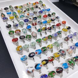 10Pcs/Lot Fashion Bohemian Natural Stone Rings Jewelry Men's Women's Rings Daily Party Jewelry Randomly Shipped